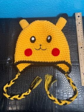 Handmade Crochet Fun Pikachu Beanie!